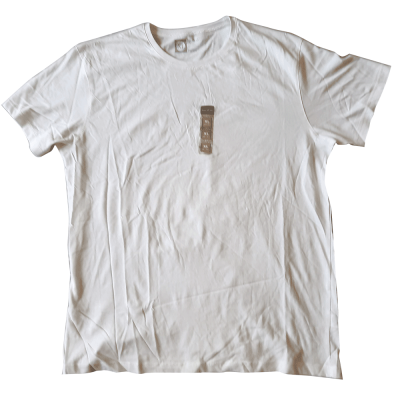 White cotton T. shirt with black print